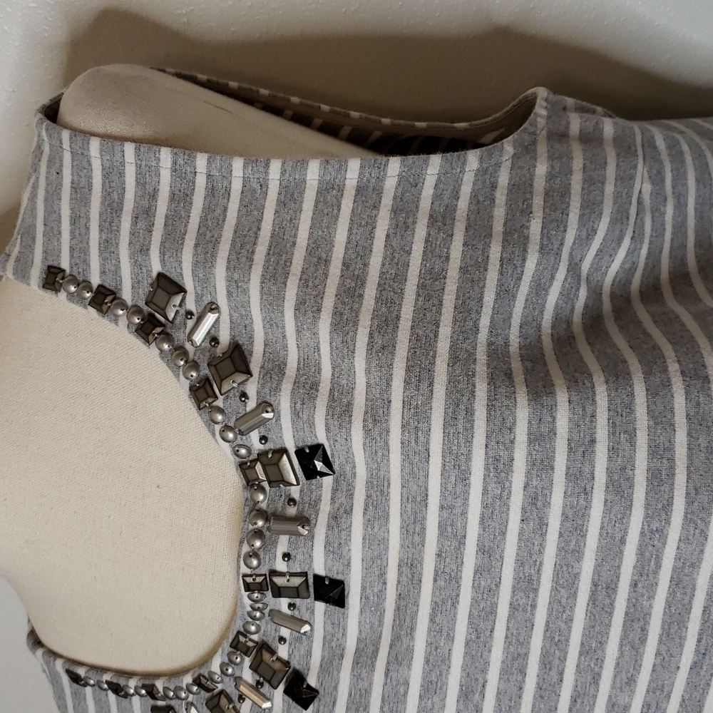 NEW J. Crew Stripes Top Jewel Neckline Sleeveless Casual Preppy Summer Vacation - Picture 5 of 11